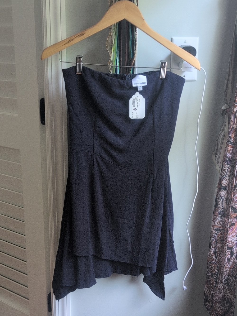 NWT! Skylar + Madison Black High-Low Strapless Mini Dress Navy